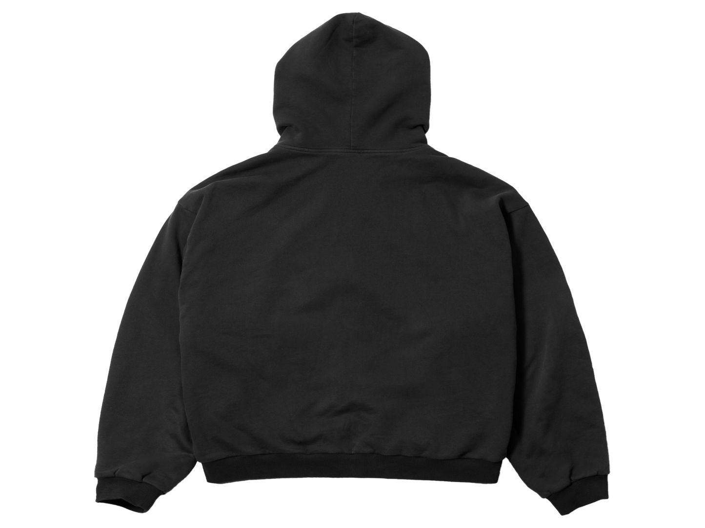 Waffle Lined Shrunken Zip-Up Hoodie Black Overdye