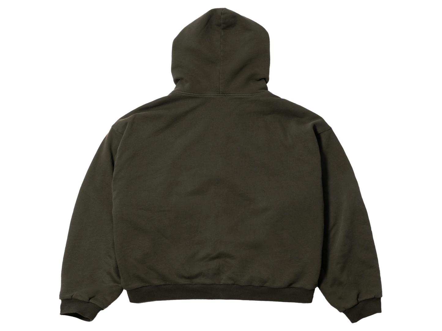 Waffle Lined Shrunken Zip-Up Hoodie Military Green